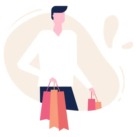 Man holding shopping bag  Illustration