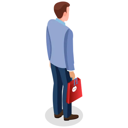 Man holding shopping bag  Illustration