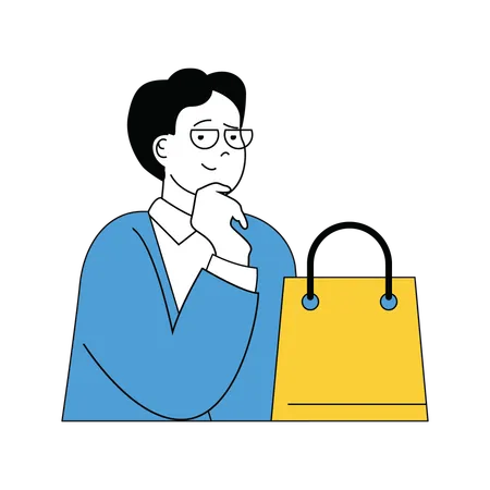 Man holding shopping bag  Illustration