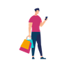 illustrations for man holding shopping bag