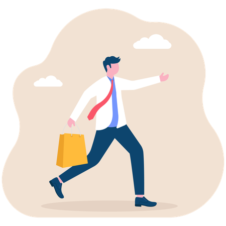 Man holding shopping bags  Illustration