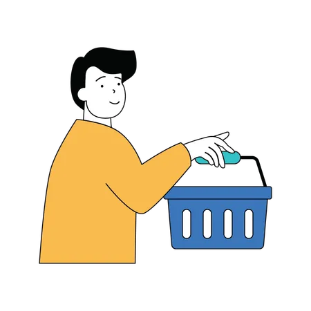 Man holding shopping basket  Illustration