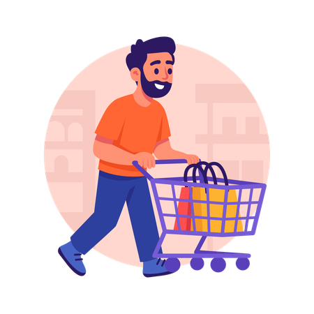 Man holding Shopping Cart  Illustration
