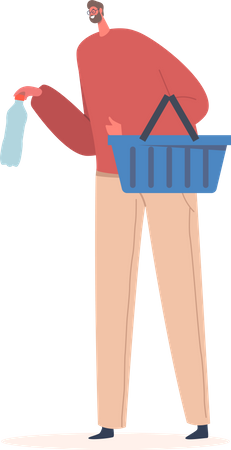 Man Holding Shopping Cart  Illustration