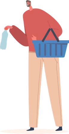 Man Holding Shopping Cart  Illustration