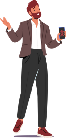 Man Holding Smartphone With Error Inscription On Screen  Illustration