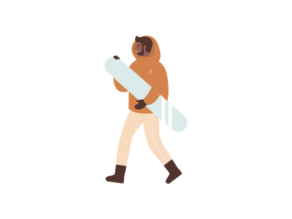 Man holding snowboard  Illustration