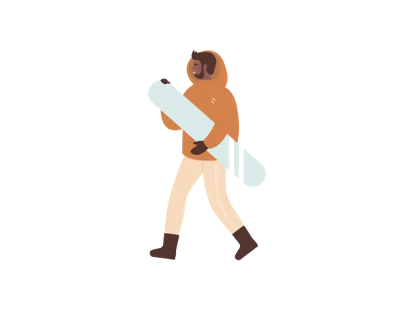 Man holding snowboard  Illustration