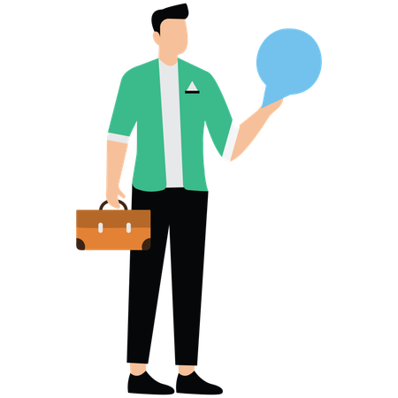 Man holding speech bubble  Illustration