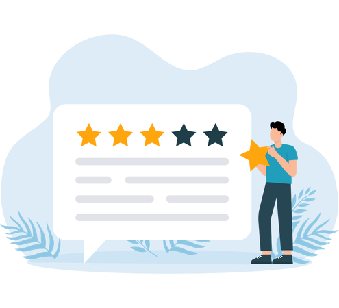 Man holding star for Market feedback  Illustration