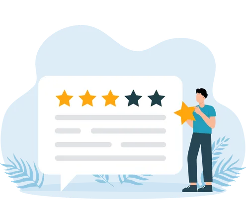 Man holding star for Market feedback  Illustration