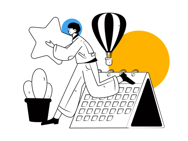 Man holding star while running  Illustration