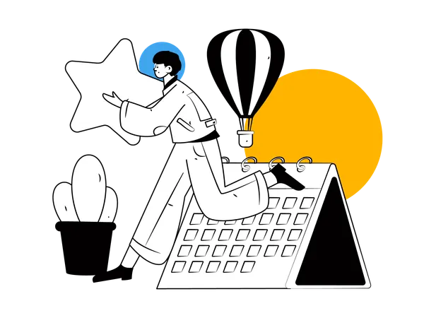 Man holding star while running  Illustration