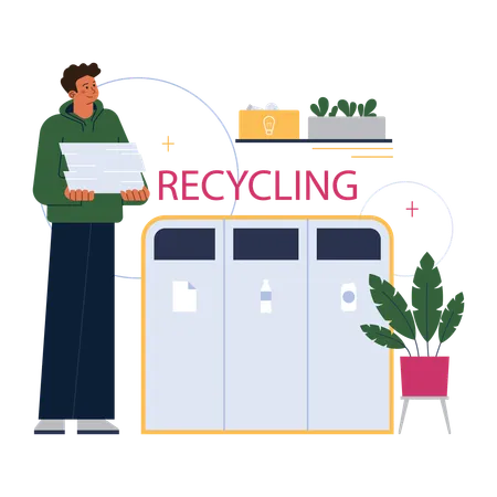 Man holding stuff for recycling  Illustration