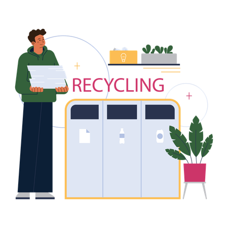 Man holding stuff for recycling  Illustration