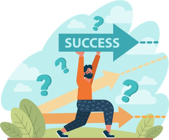 Man holding success arrow  Illustration