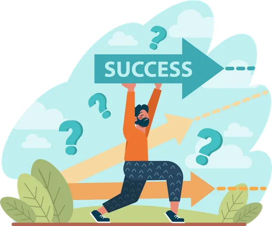 Man holding success arrow  Illustration