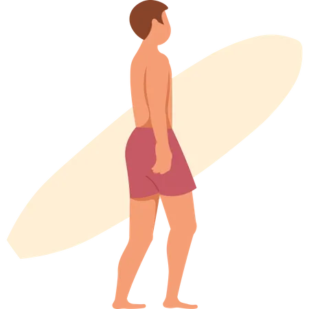 Man holding surfboard Illustration