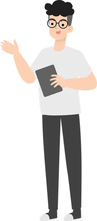 Man Holding Tablet Illustration