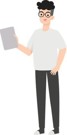 Man Holding Tablet Illustration