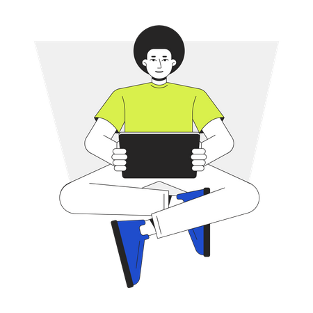 Man holding tablet Illustration