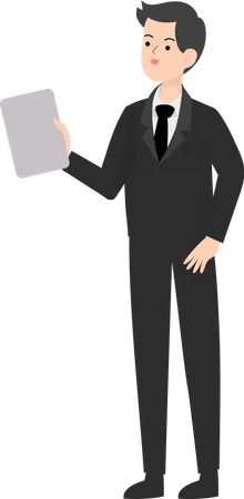 Man Holding Tablet  Illustration