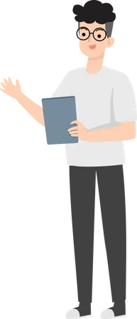 Man Holding Tablet  Illustration