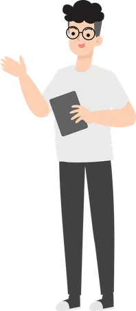 Man Holding Tablet  Illustration