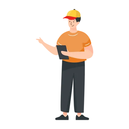 Man holding tablet  Illustration