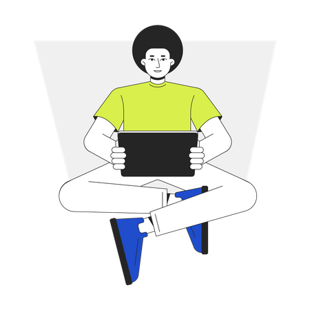 Man holding tablet  Illustration