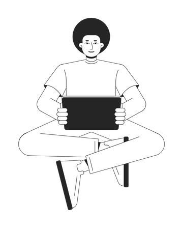 Man holding tablet  Illustration