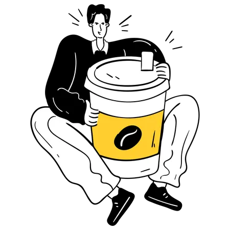 Man holding Takeaway Coffee cup  Illustration