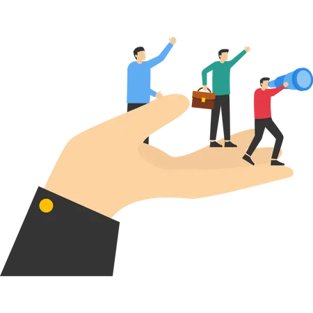 Business Employees Pointing To The Same Goal In Corporate Hands Company Culture Or Employees Share The Same Values Goals And Attitudes To Form The Organization And Concept Of Company Success Illustration