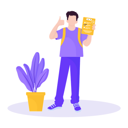 Man holding Test certificate  Illustration