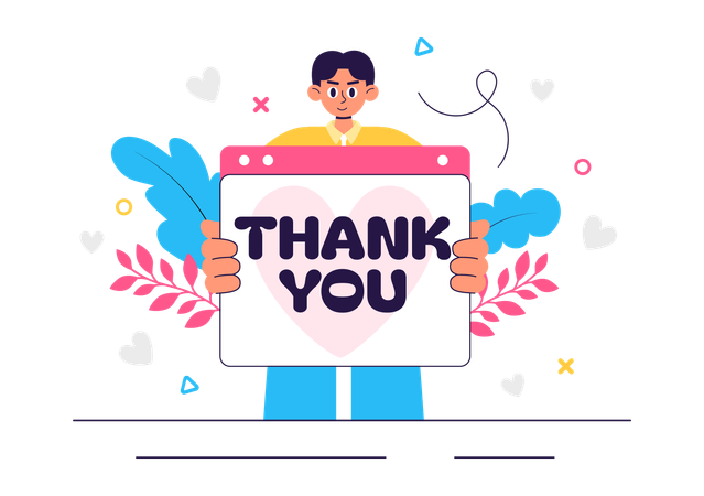 Man holding Thank You board  Illustration