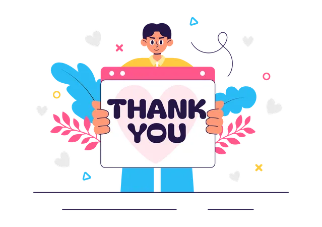 Man holding Thank You board  Illustration