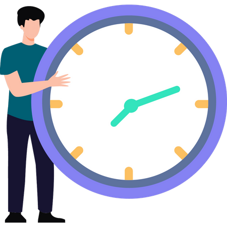 Man holding time clock  Illustration