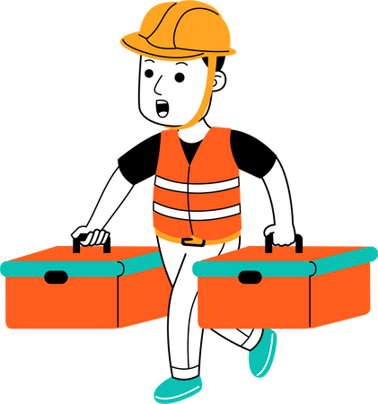 Man holding tool box  Illustration