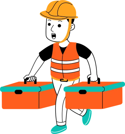 Man holding tool box  Illustration