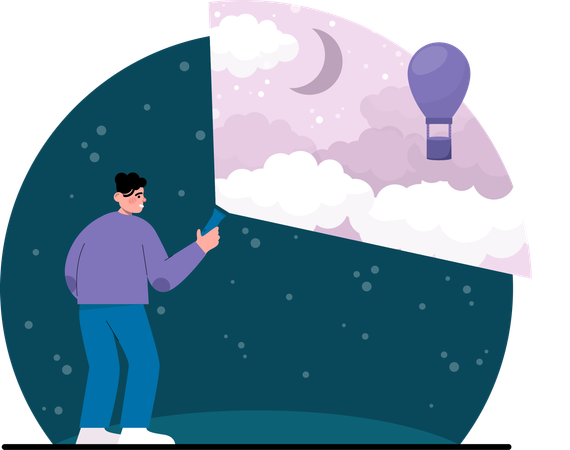 Man holding torch while imagine galaxy  イラスト