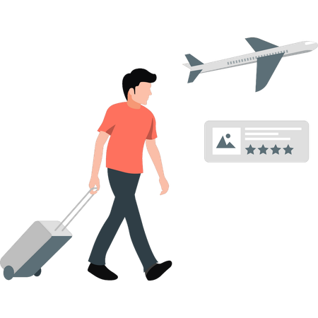 Man holding travel bag while going to business tour  Illustration