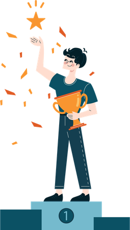 Man holding trophy cup  Illustration