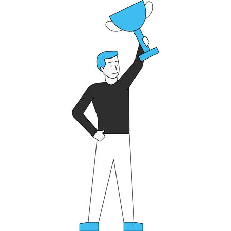 Man holding trophy  Illustration