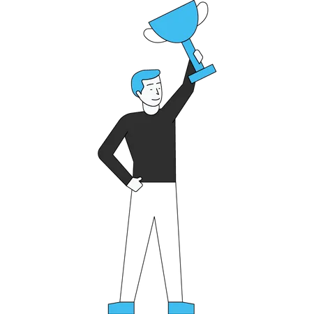 Man holding trophy  Illustration