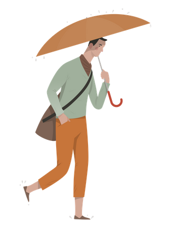 Man holding umbrella Illustration