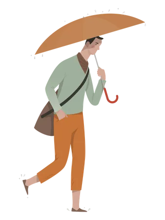 Man holding umbrella Illustration