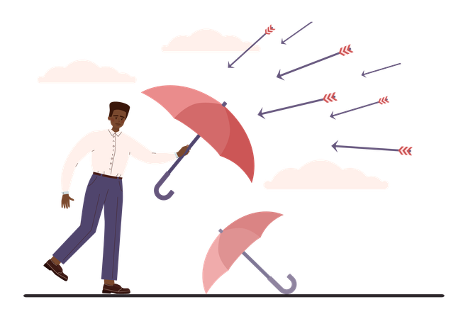 Man holding umbrella for safety  イラスト