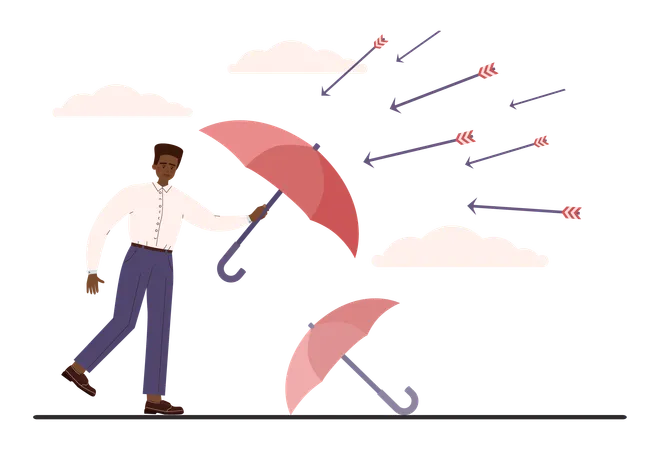 Man holding umbrella for safety  Illustration