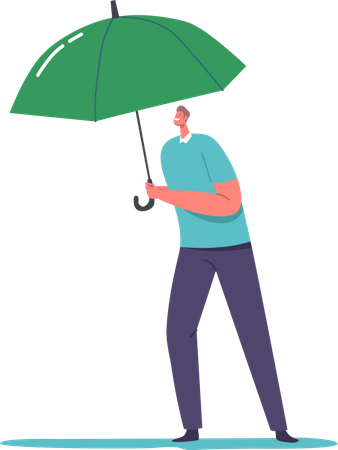 Man holding umbrella for self insurance Illustration