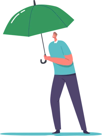 Man holding umbrella for self insurance Illustration